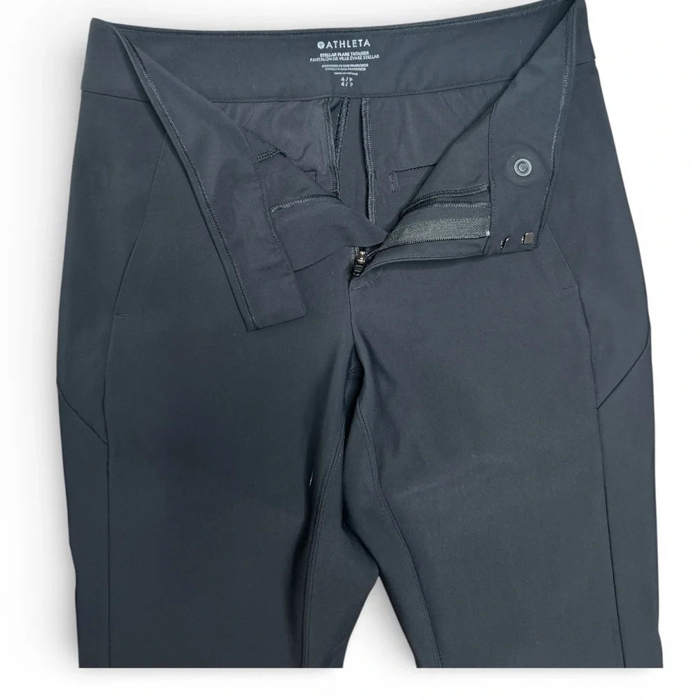 Athleta Stellar Flare Trouser Pant Women's Black Stretch NWOT.  Size 4P - Picture 3 of 12